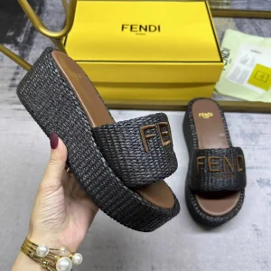 FENDI Wide Strap Platform Slide Sandals image 1