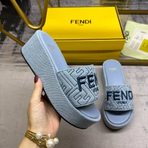 FENDI Wide Strap Platform Slide Sandals image 1