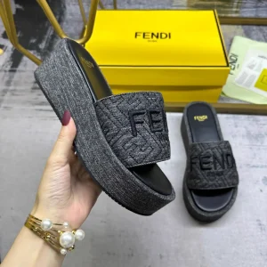 FENDI Wide Strap Platform Slide Sandals image 1