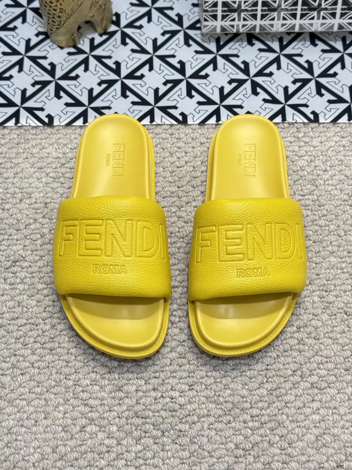 FENDI Yellow Slide Sandals image 1