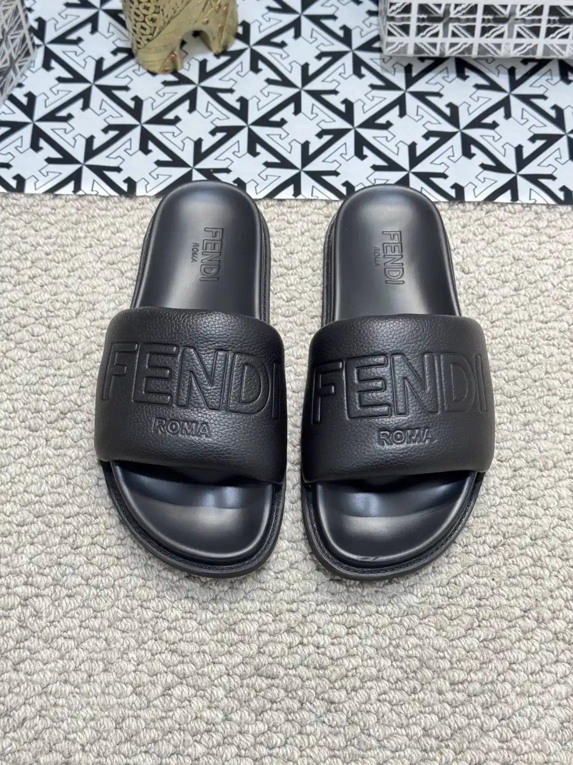 FENDI Leather Slide Sandals image 1
