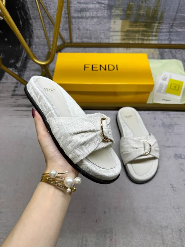 FENDI Flat Slide Sandals with Knotted Strap and Gold-tone Hardware image 1