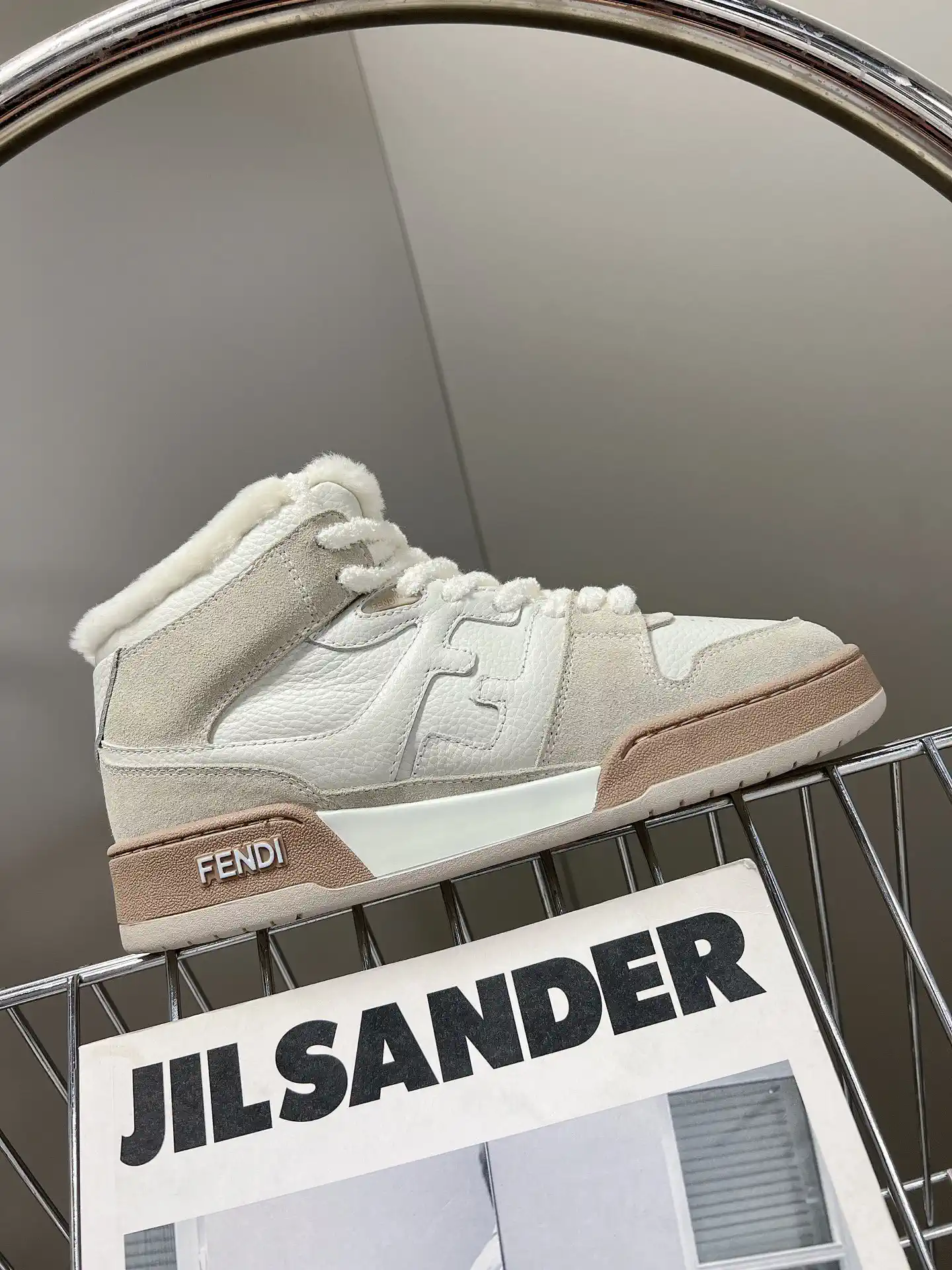FENDI Match High Top Casual Sneakers with Shearling Lining image 1