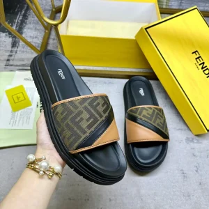 FENDI Wide Padded Strap Slide Sandals image 1