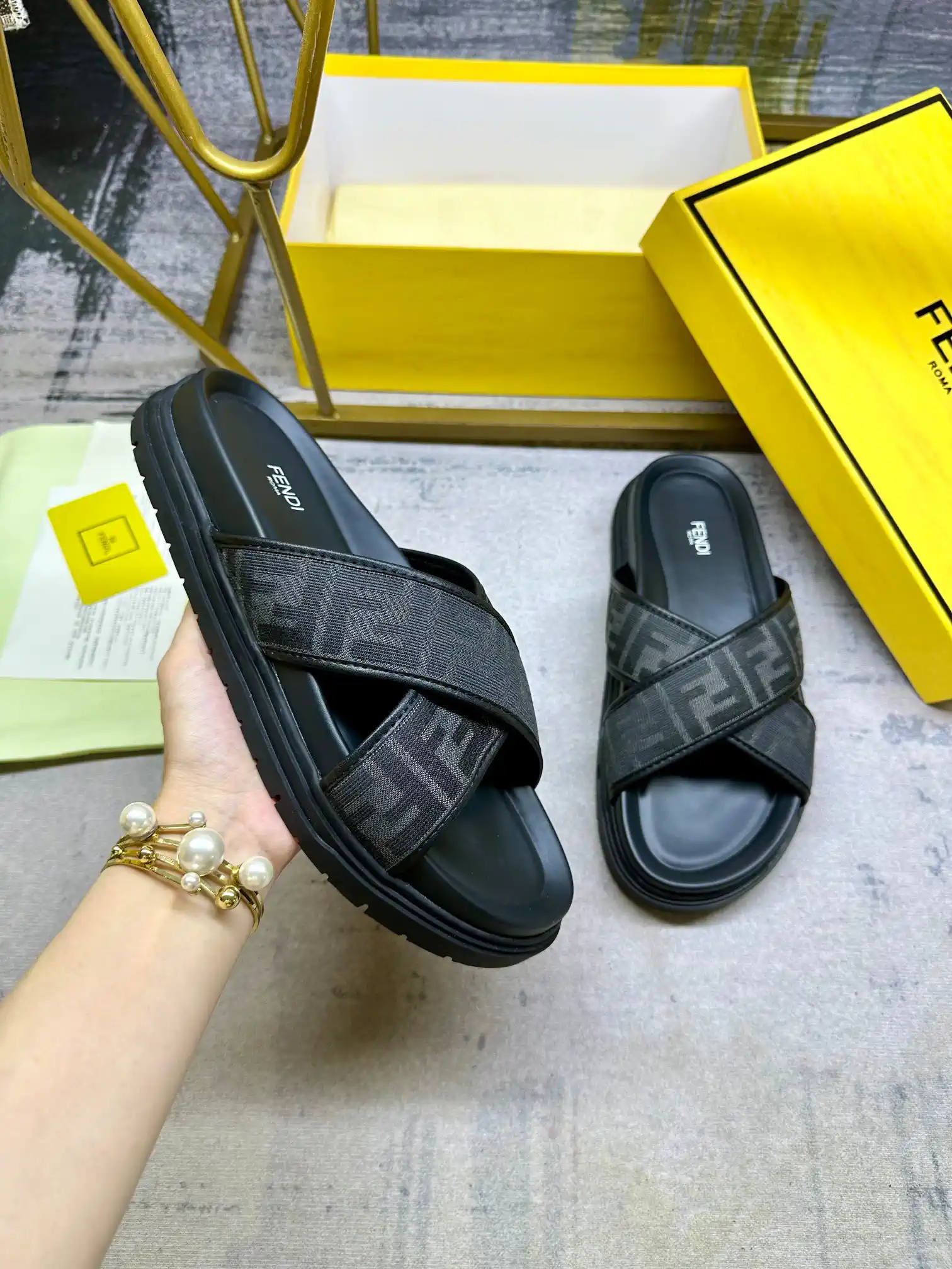 FENDI Cross-Strap Slide Sandals image 1