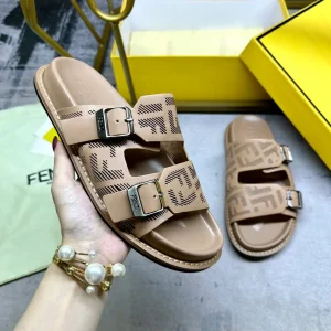 FENDI Double Strap Flat Slide Sandals image 1