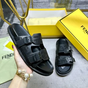 FENDI Double Strap Flat Slide Sandals image 1