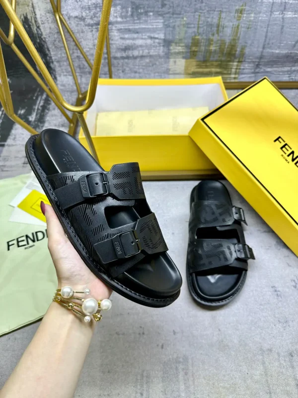 FENDI Double Strap Flat Slide Sandals image 1