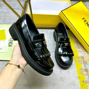 FENDI Filo College Loafers with Strap and Fringe Details image 1