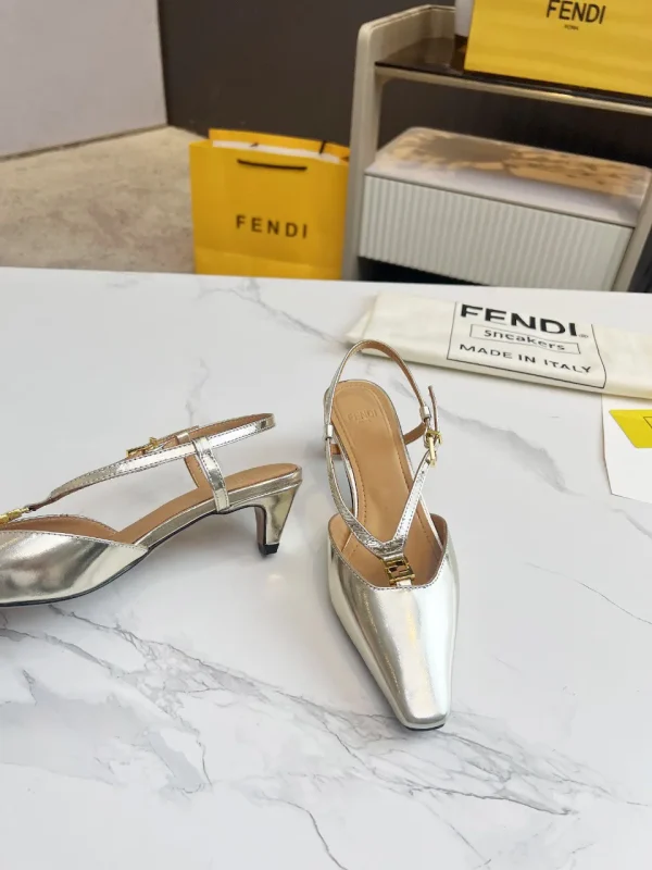 Metallic Slingback Kitten Heel Shoes image 1