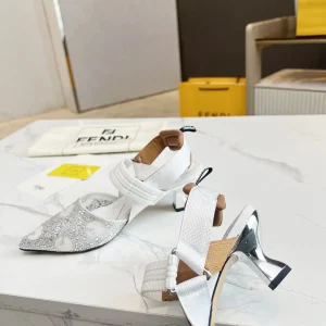 Rhinestone Pointed Toe Slingback Heels image 1