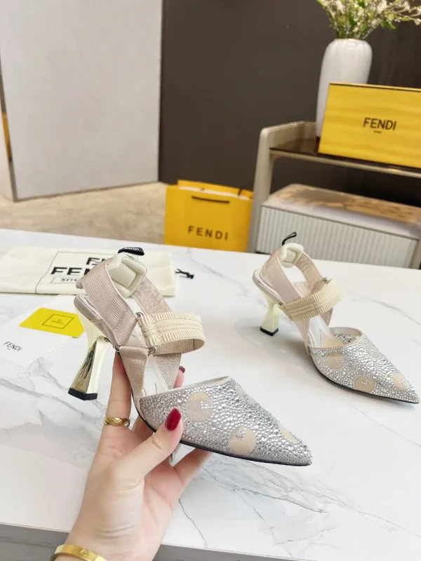 Rhinestone Pointed Toe Slingback High Heel Shoes image 1