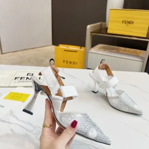 Rhinestone Pointed Toe Slingback High Heel Shoes image 1