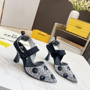 Rhinestone Decorated Pointed Toe Slingback High Heel Shoes image 1