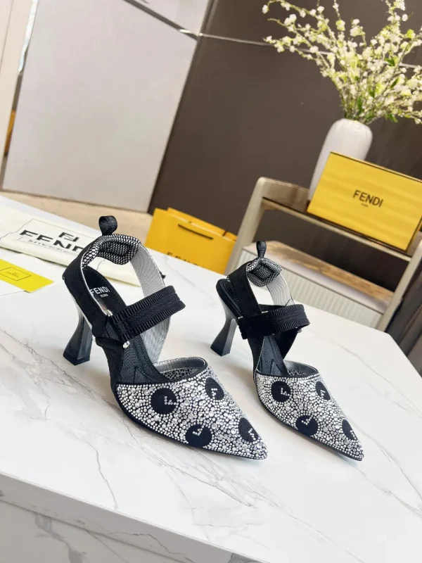 Rhinestone Decorated Pointed Toe Slingback High Heel Shoes image 1