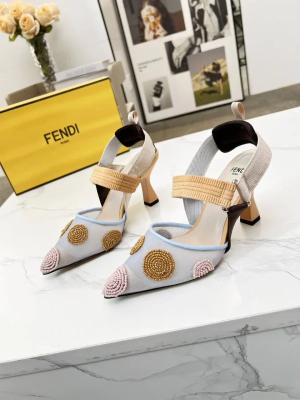 Women's Slingback High Heel Shoes with Beaded Decor image 1