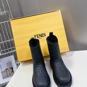 FENDI Women's Embossed Cowhide Wool Lined Winter Snow Boots image 1