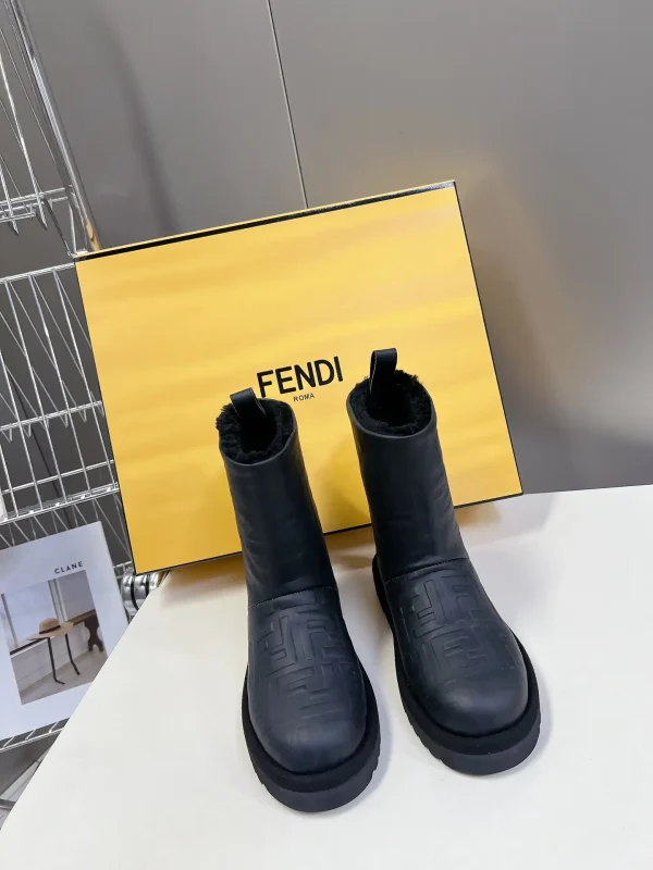 FENDI Women's Embossed Cowhide Wool Lined Winter Snow Boots image 1