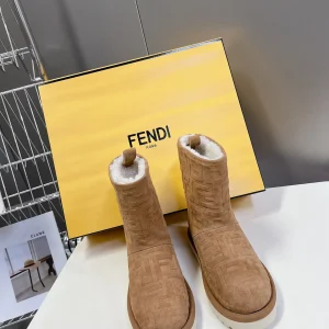 FENDI Women's Embossed Cowhide Shearling Lined Winter Snow Boots image 1