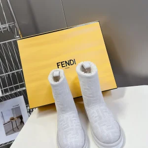 FENDI Women's Embossed Cowhide Shearling Lined Winter Snow Boots image 1