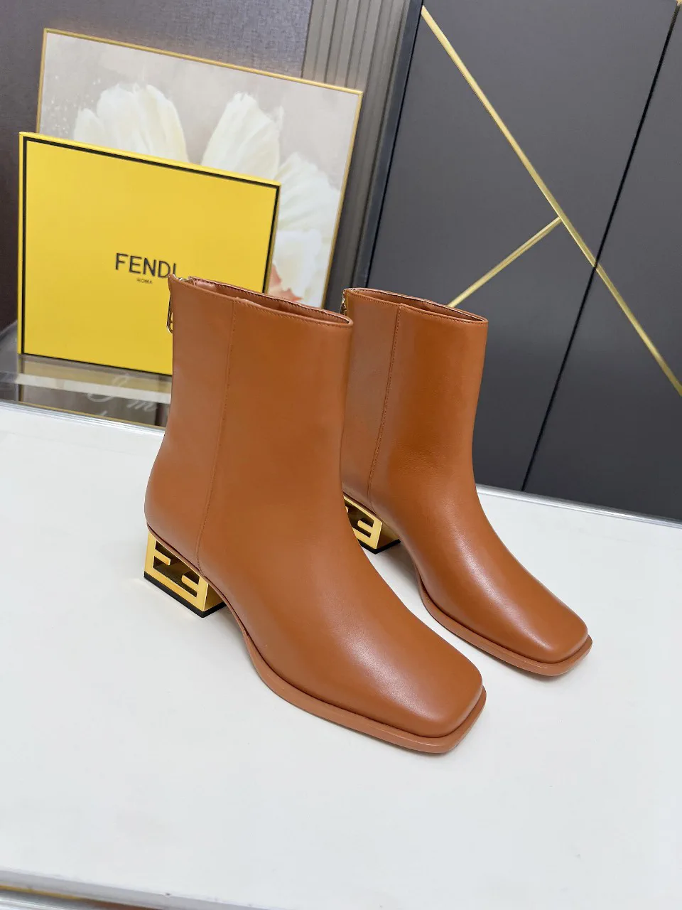 Women's Leather Ankle Boots with Decorative Heel image 1