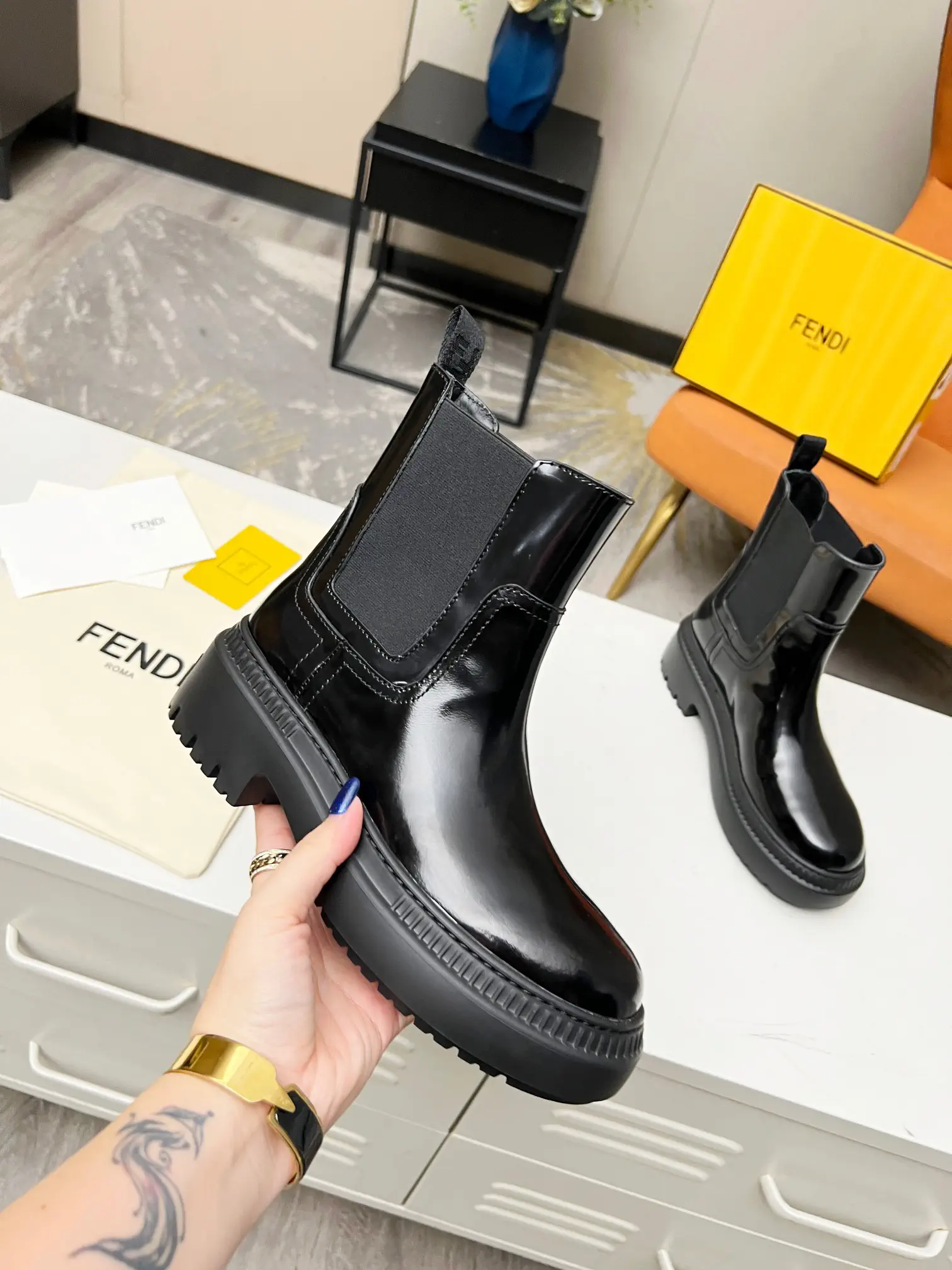 FENDI Elastic Panel Fashion Short Boots image 1