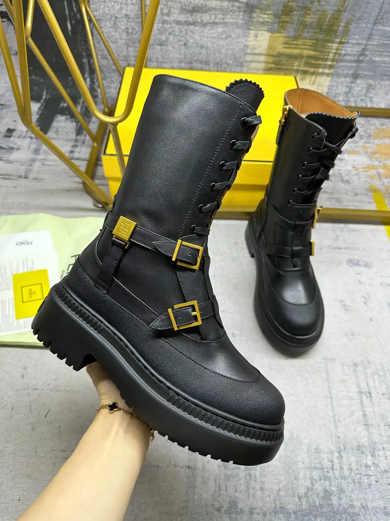 FENDI Graphy Series Black Cowhide Martin Boots image 1