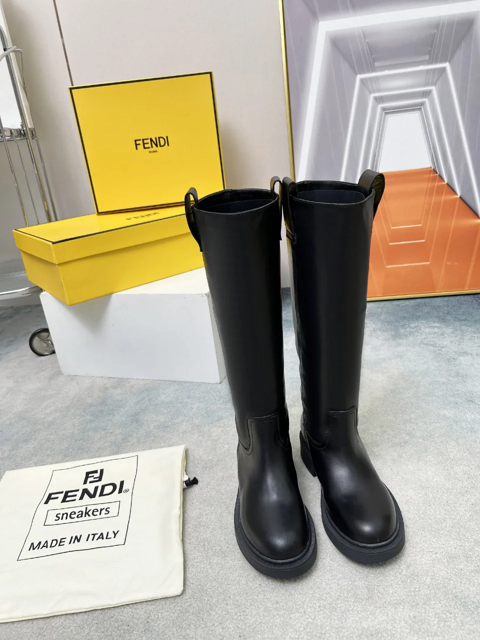 FENDI Black Platform Tall Boots image 1