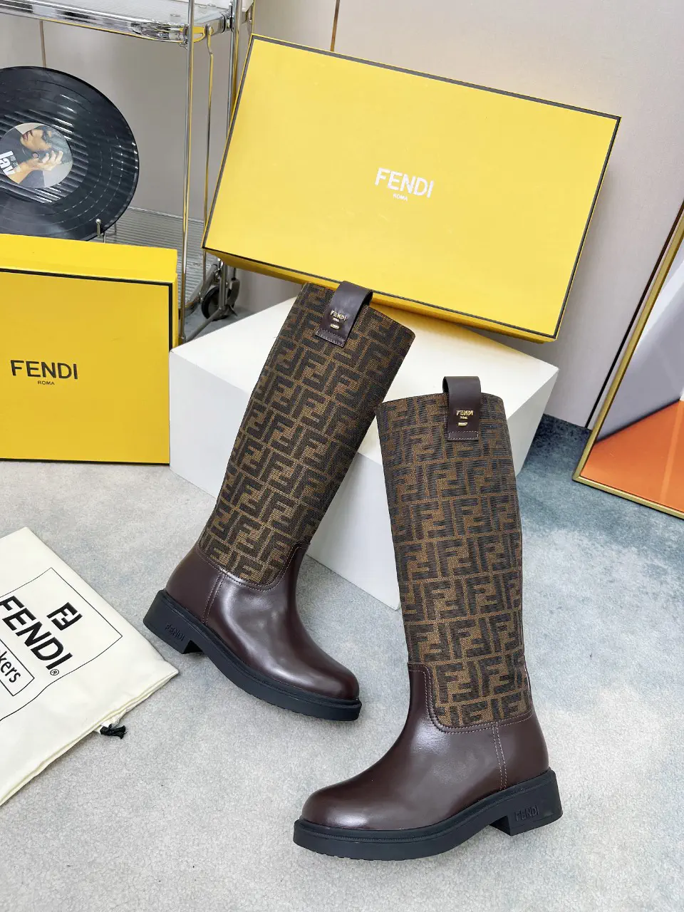 FENDI Monogram Platform Knee-High Boots image 1
