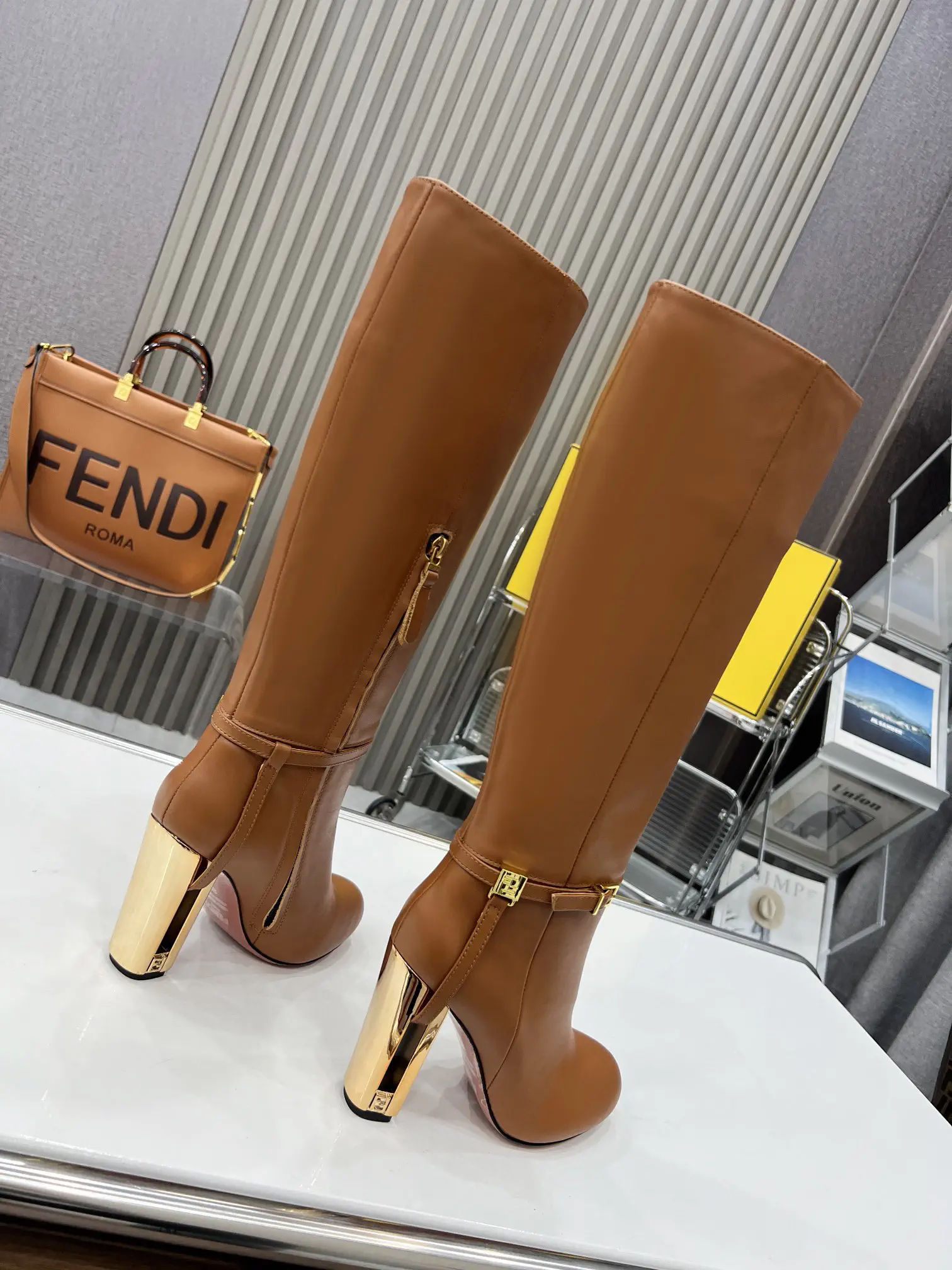 FENDI Delfina Round Toe Knee High Boots image 1