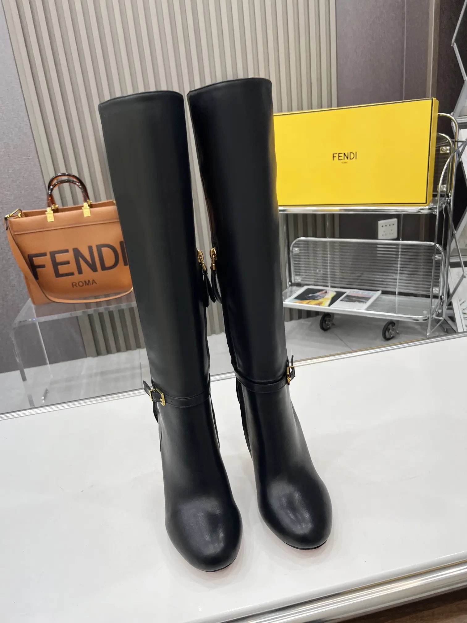 FENDI Delfina Round Toe Knee High Boots image 1