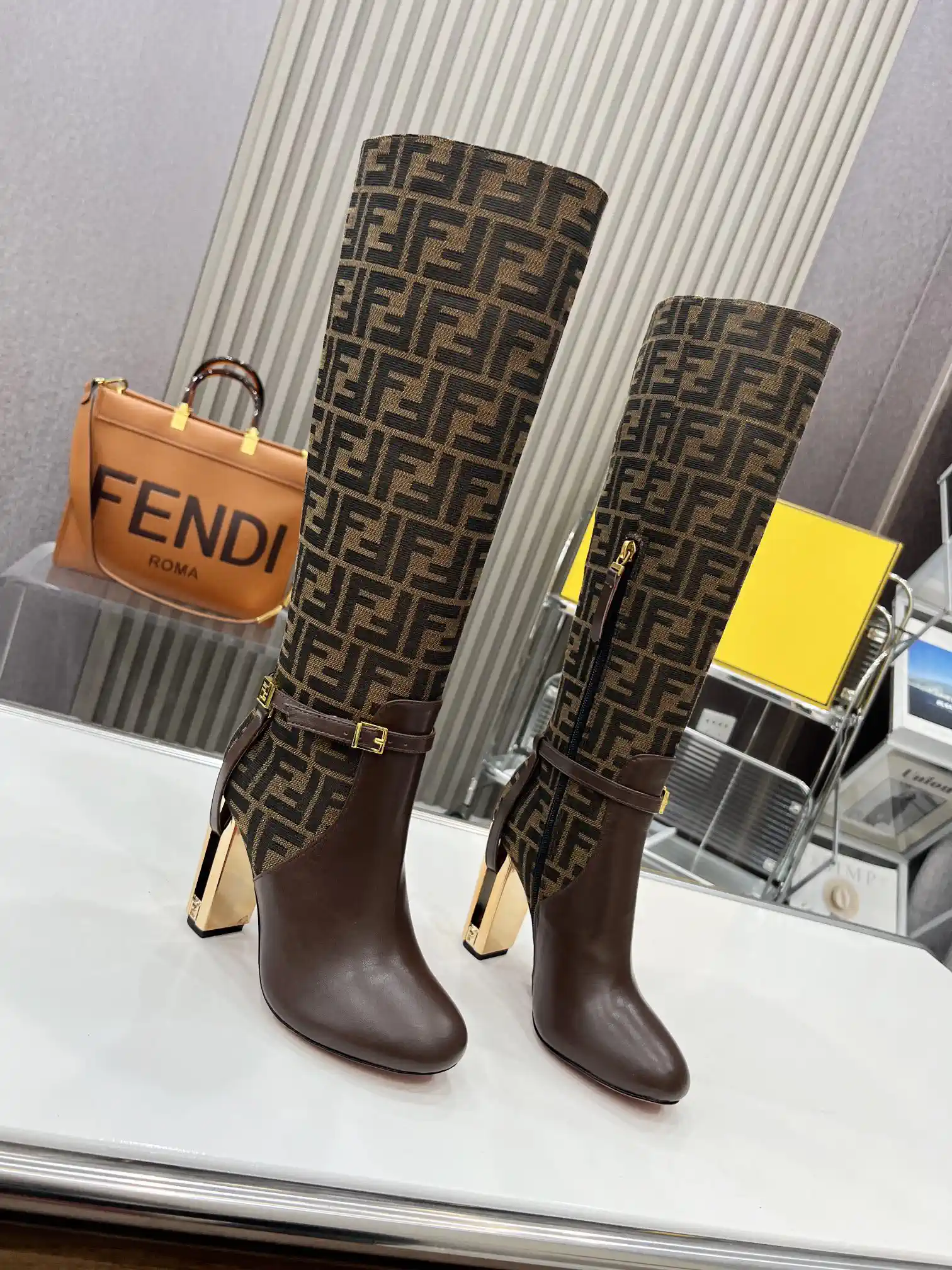FENDI Delfina Round Toe Knee High Boots image 1