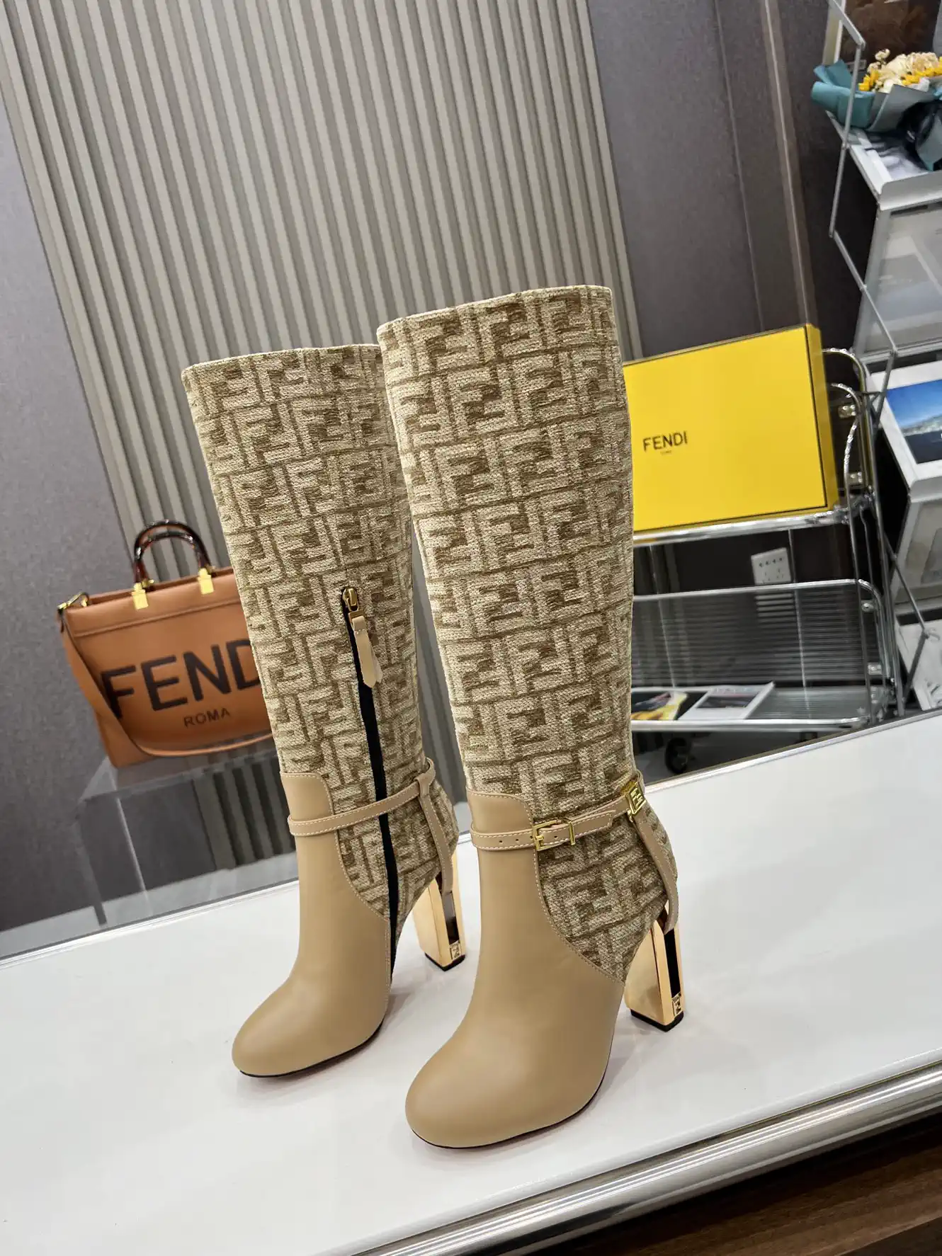 FENDI Delfina Round Toe Knee High Boots image 1