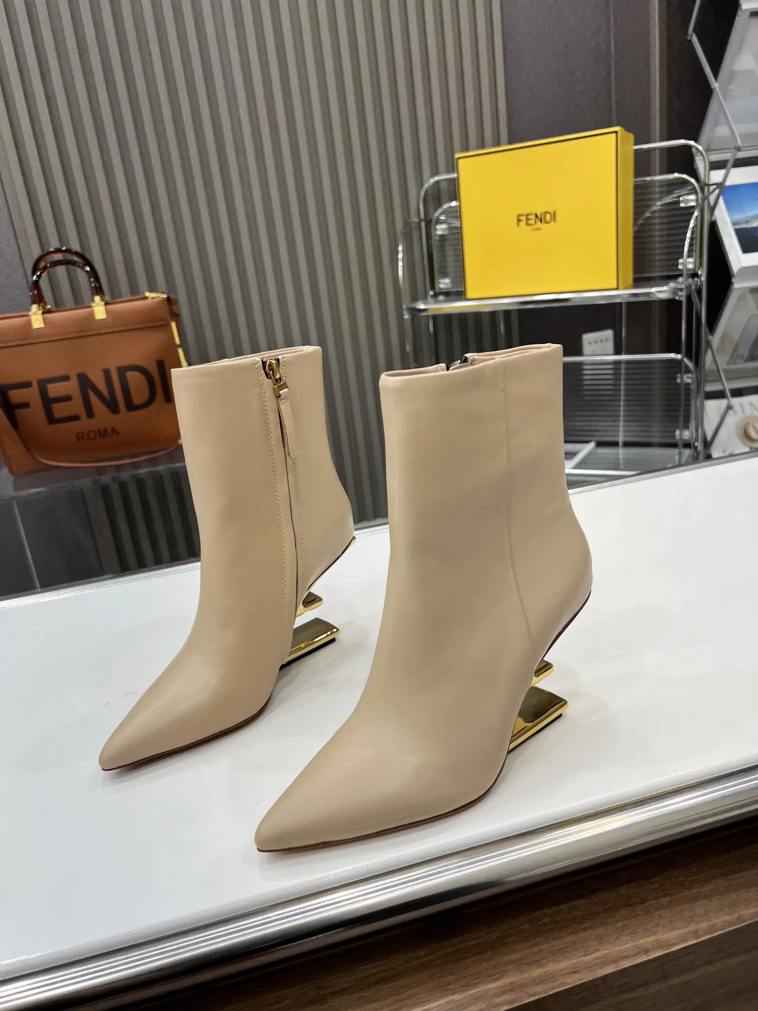 Fendi First Pointed Toe Ankle Boots with F-shaped Heel image 1
