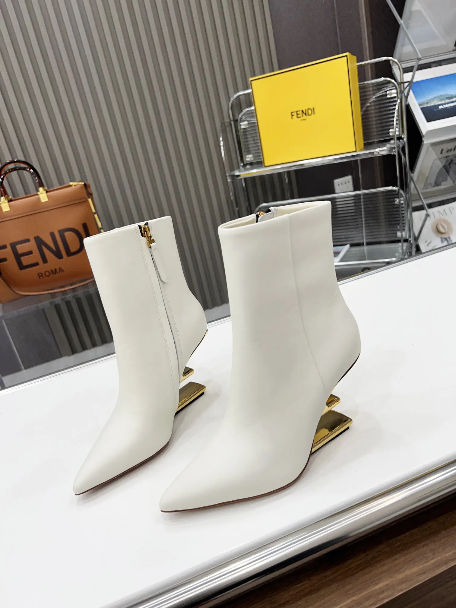 Fendi First Pointed Toe Ankle Boots with F-shaped Heel image 1