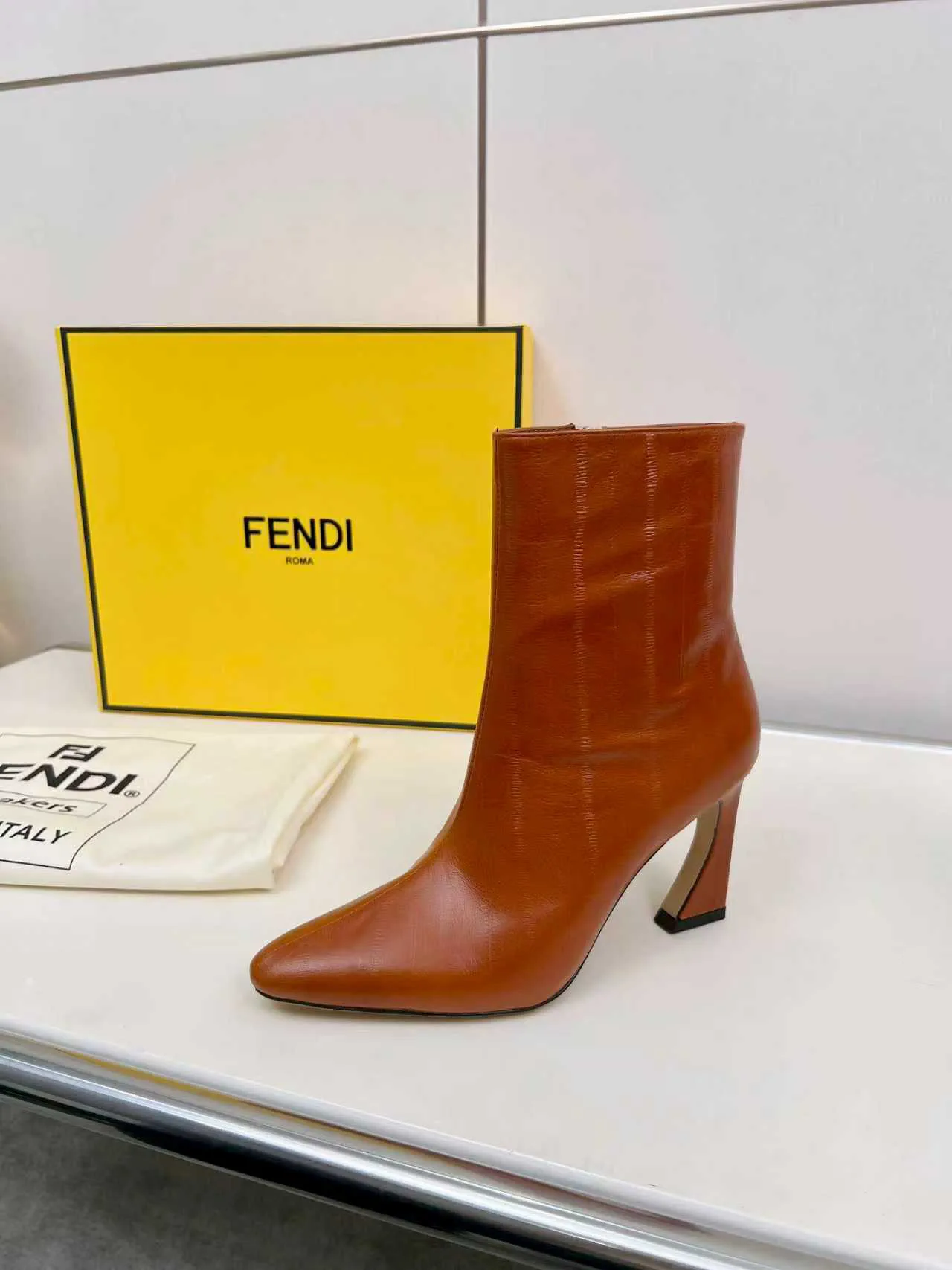 FENDI Women's Pointed Toe High Heel Ankle Boots image 1