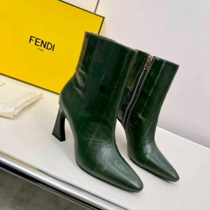 Fendi Green Pointed Toe High Heel Ankle Boots image 1