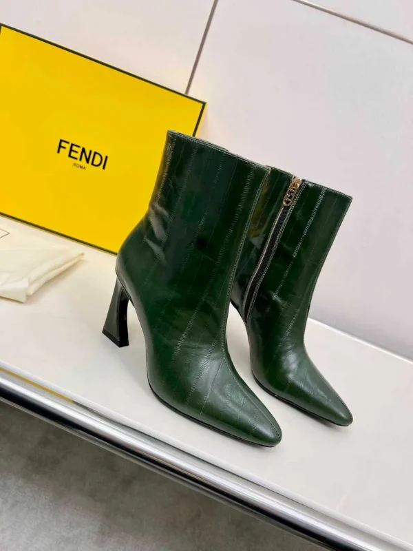 Fendi Green Pointed Toe High Heel Ankle Boots image 1