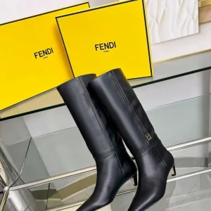 FENDI Black Knee-High Leather Boots image 1