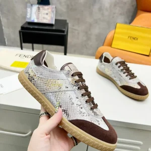 FENDI 2024 Spring Summer Snake Print Paneled Low-Top Sneakers image 1