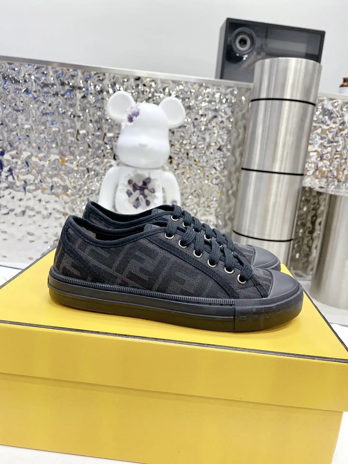 FENDI Domino FF Jacquard Canvas Casual Sneakers image 1