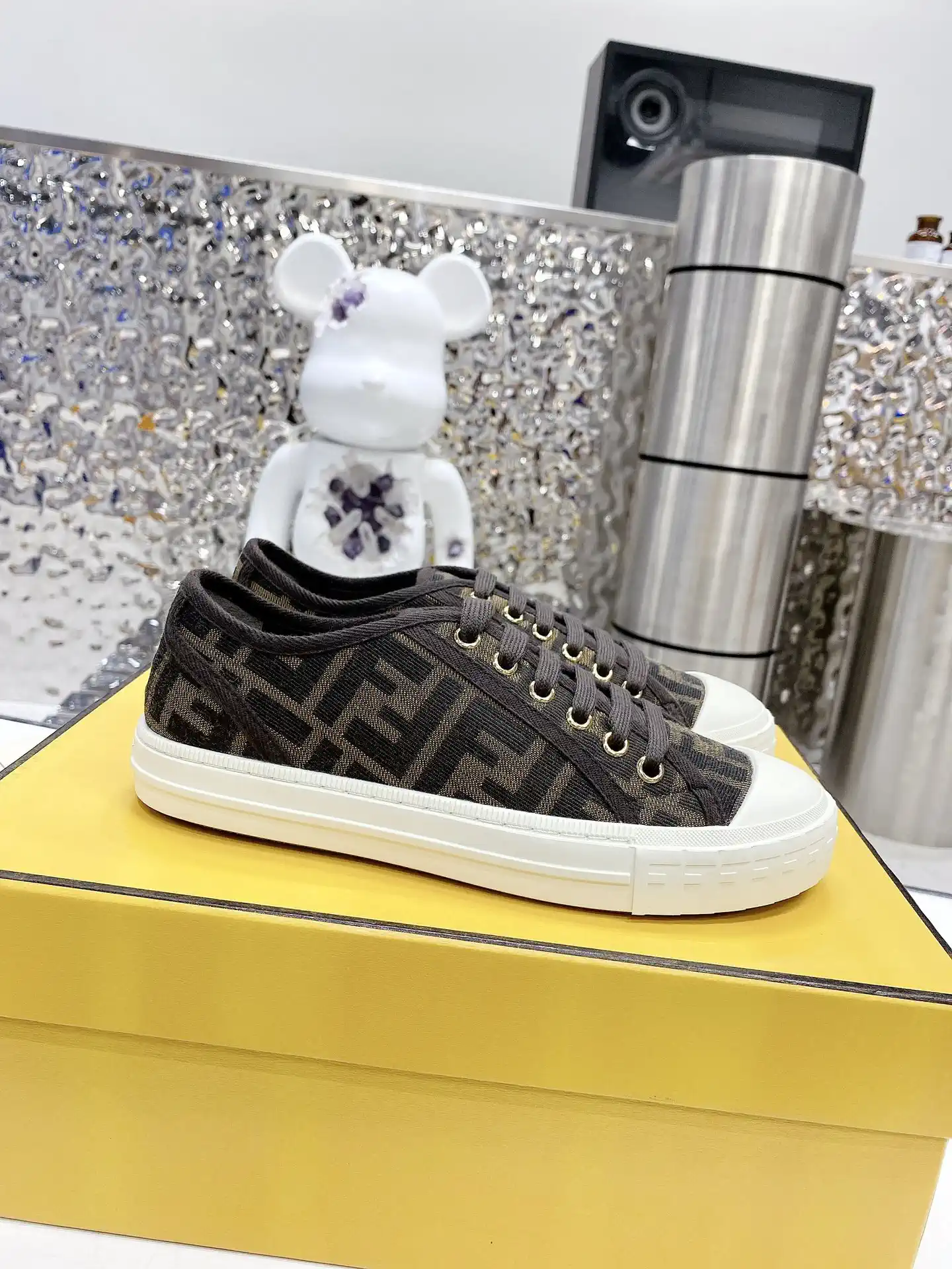 FENDI Domino FF Jacquard Canvas Casual Sneakers image 1
