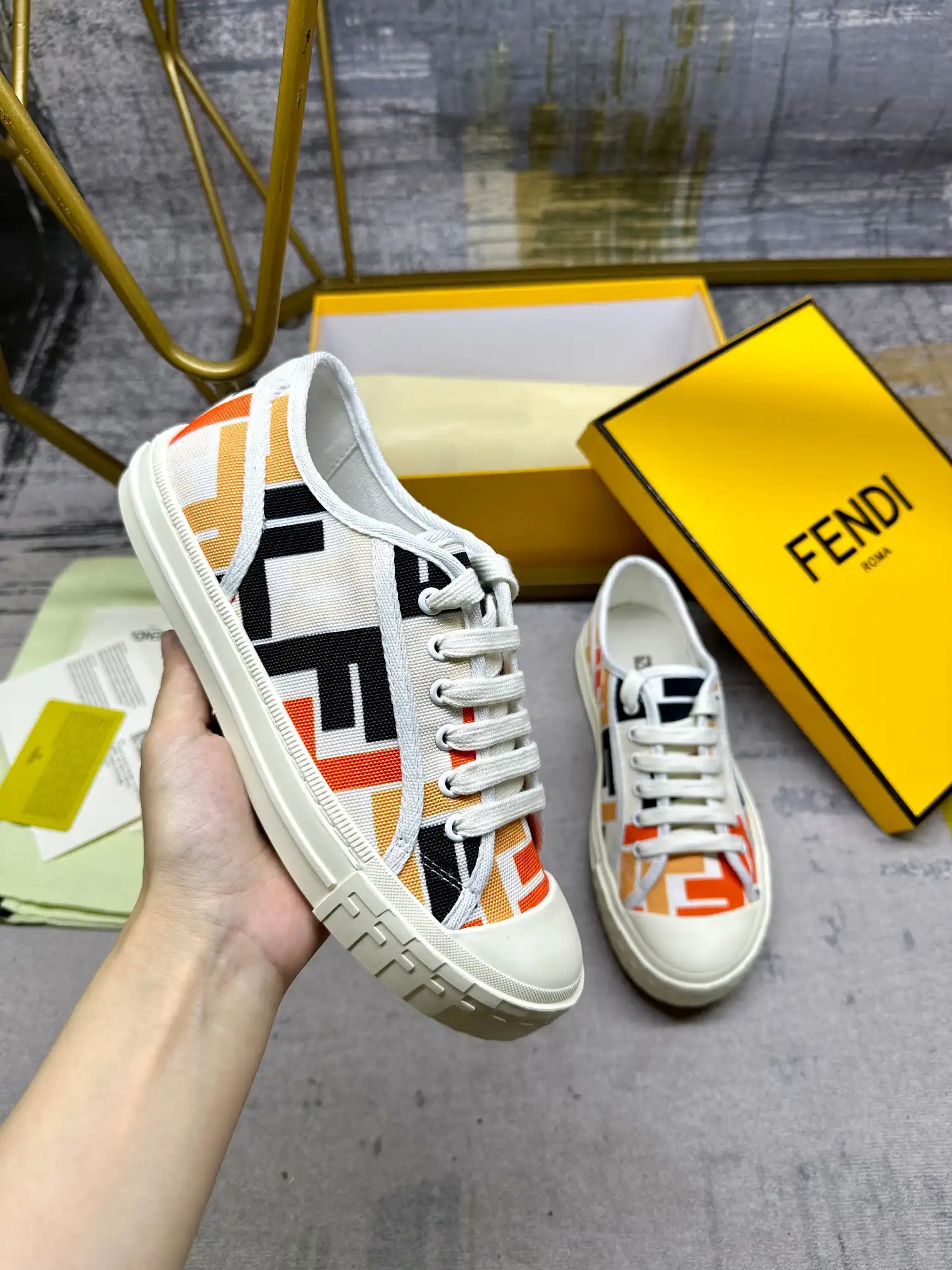 FENDI Domino Canvas Casual Sneakers image 1
