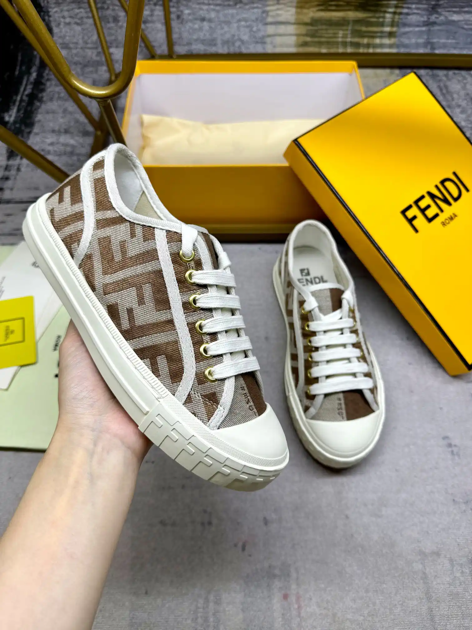 FENDI Domino Canvas Casual Sneakers image 1