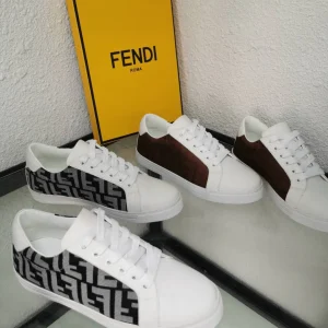 FENDI Minimalist White Sneakers with FF Pattern image 1