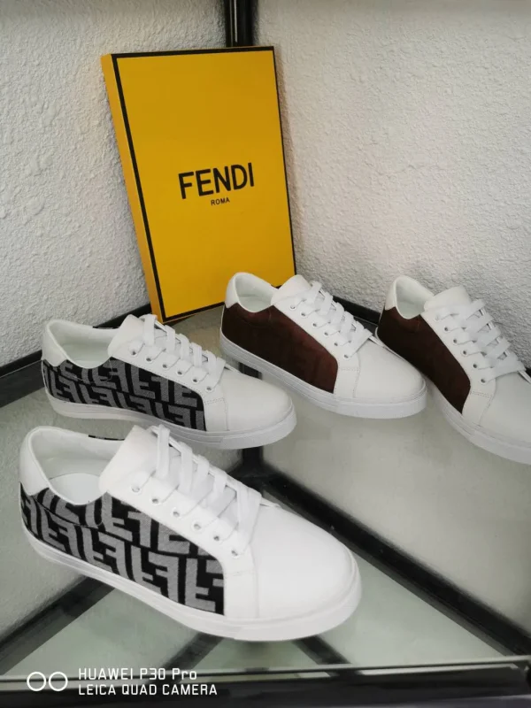 FENDI Minimalist White Sneakers with FF Pattern image 1