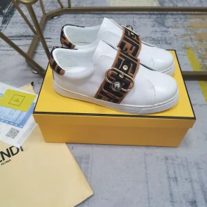 FENDI Leather Slip-On Sneakers with FF Motif Strap image 1