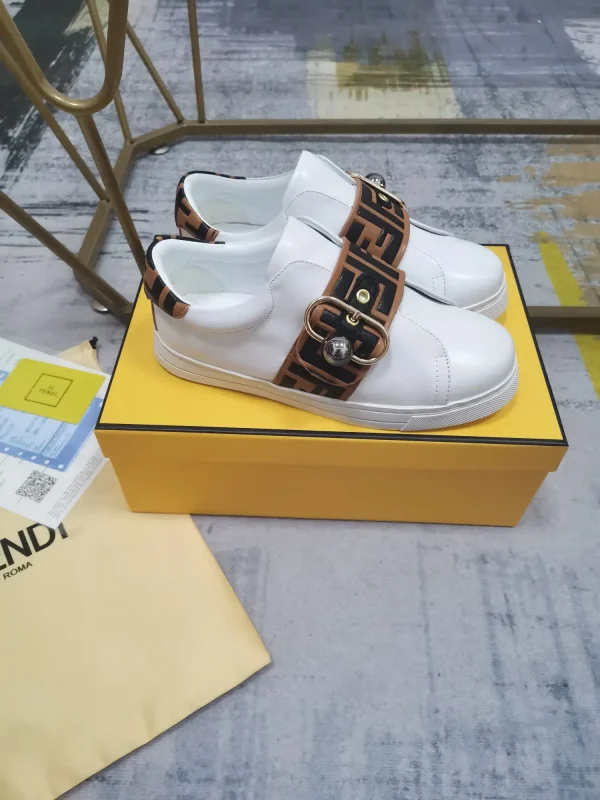 FENDI Leather Slip-On Sneakers with FF Motif Strap image 1