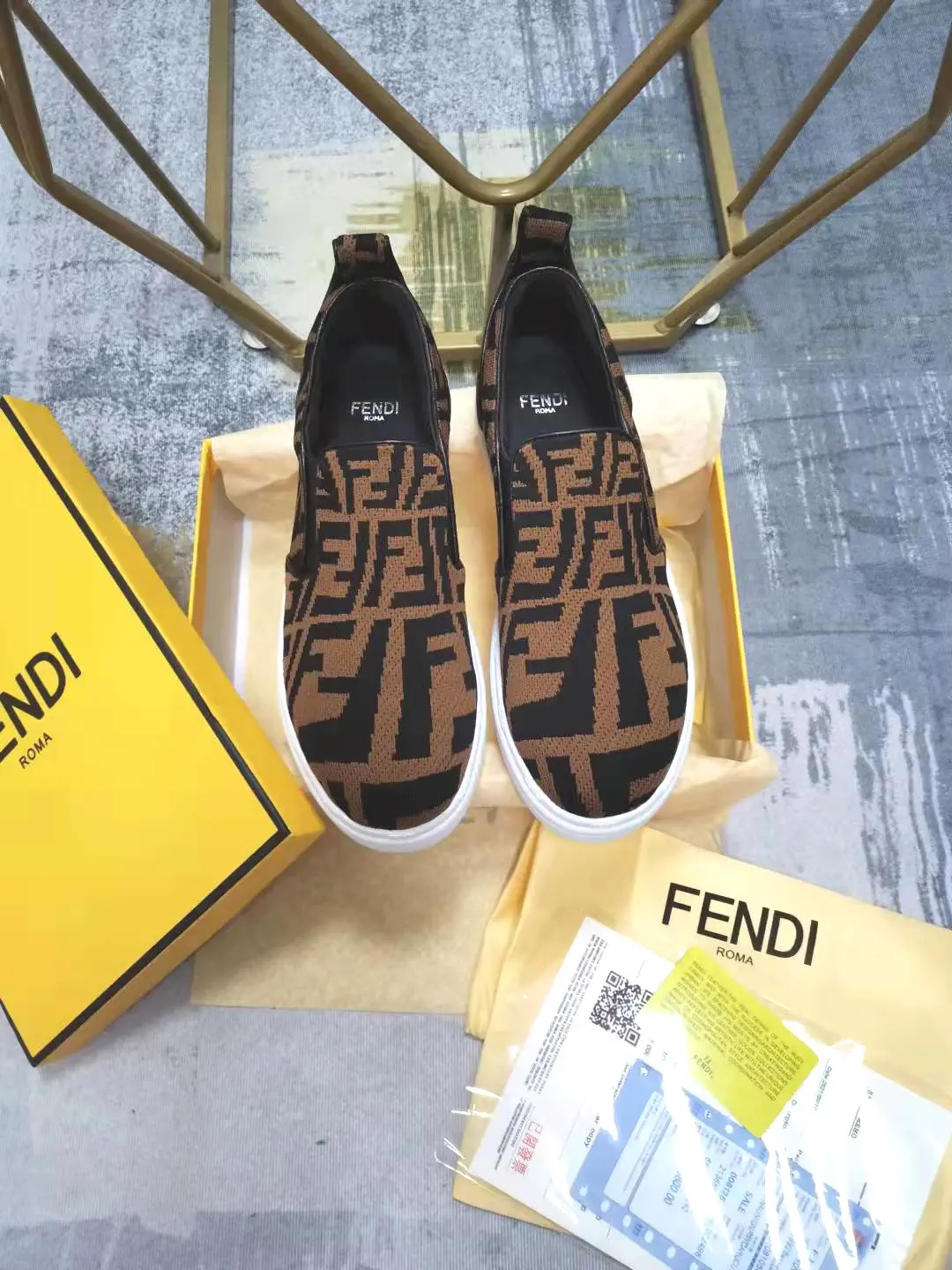 Fendi FF Pattern Slip-On Shoes image 1