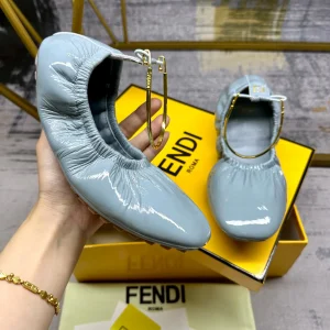 FENDI Filo Drawstring Ballet Flats with Metallic Ankle Strap Hardware image 1